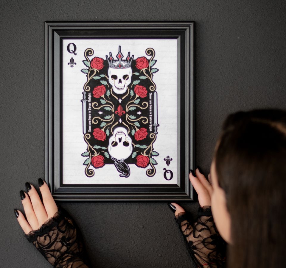 HalloQueen of Thorns Skull and Rose Art Print