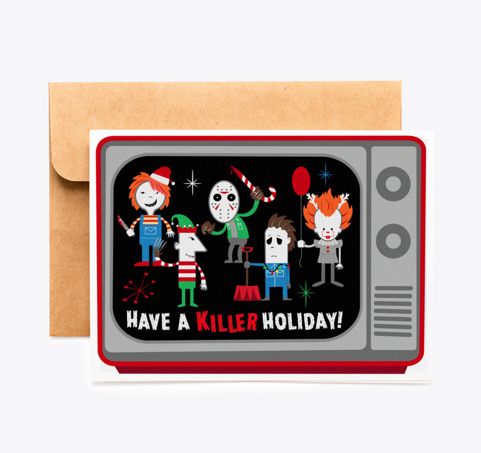 Horror Killer Retro Cute Slasher Christmas Card