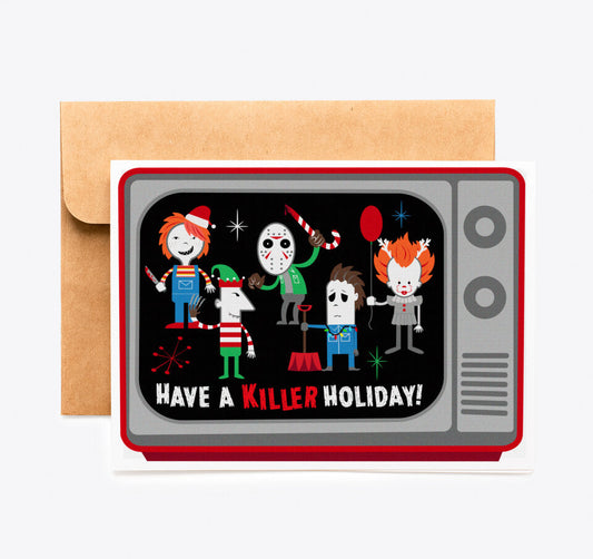 Horror Killer Retro Cute Slasher Christmas Card