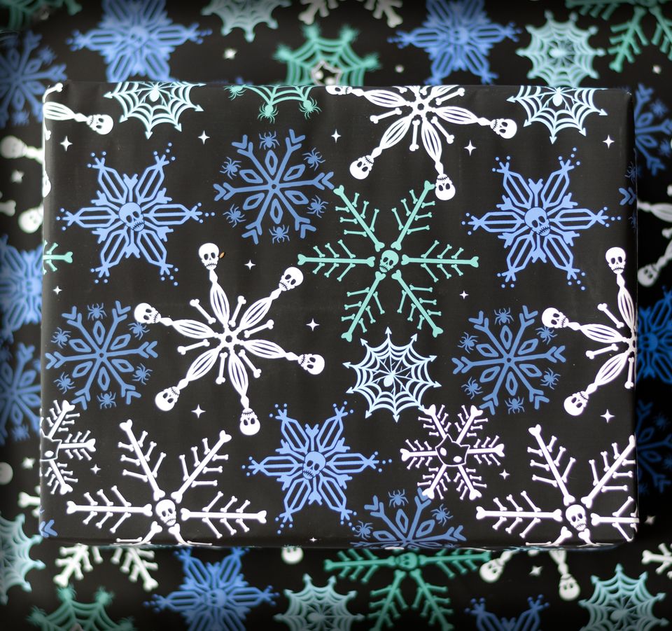 Boneflake Gothic Snowflake Wrapping Paper