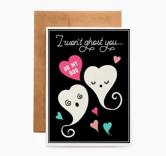 Cute goth pink ghost you're my Boo valentine card