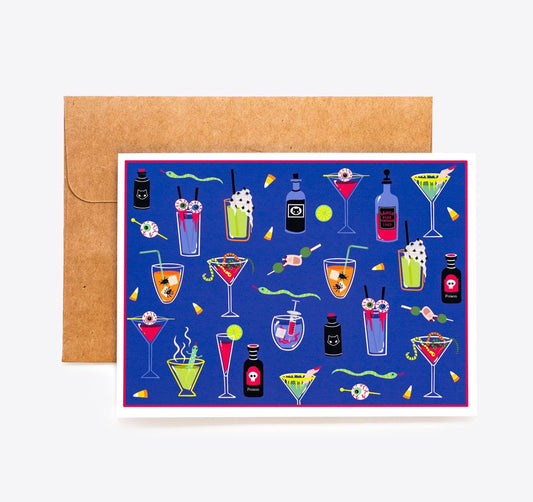 Ghoulish greeting card with ghoulish cocktails