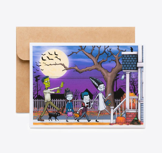 Spooky Cat Halloween Card - Ghoulish Family