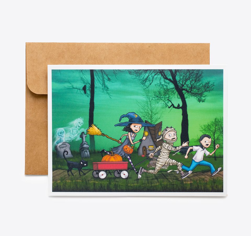 Spooky Cat Halloween Card - Graveyard Run