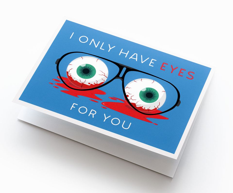 Spooky Cat Zombie Romantic Card  Eyes for You