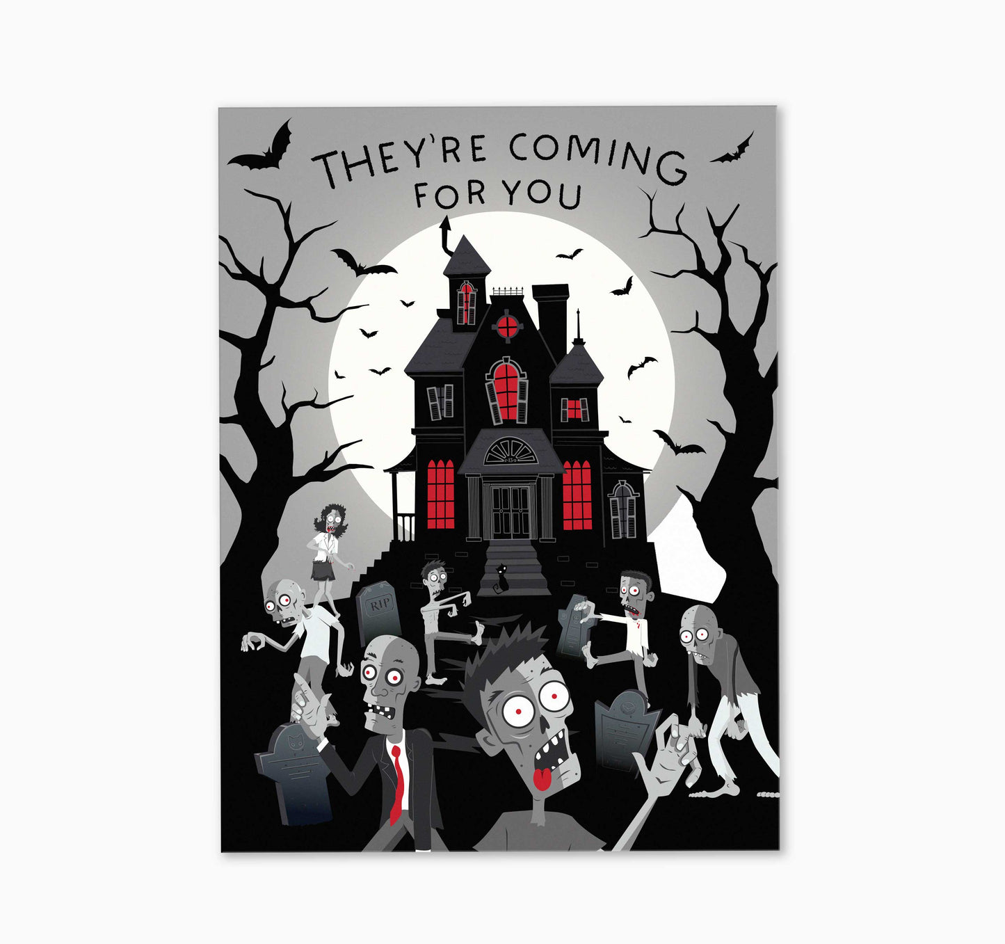 Night of the Living Dead Zombie Noir Film Homage Art Print