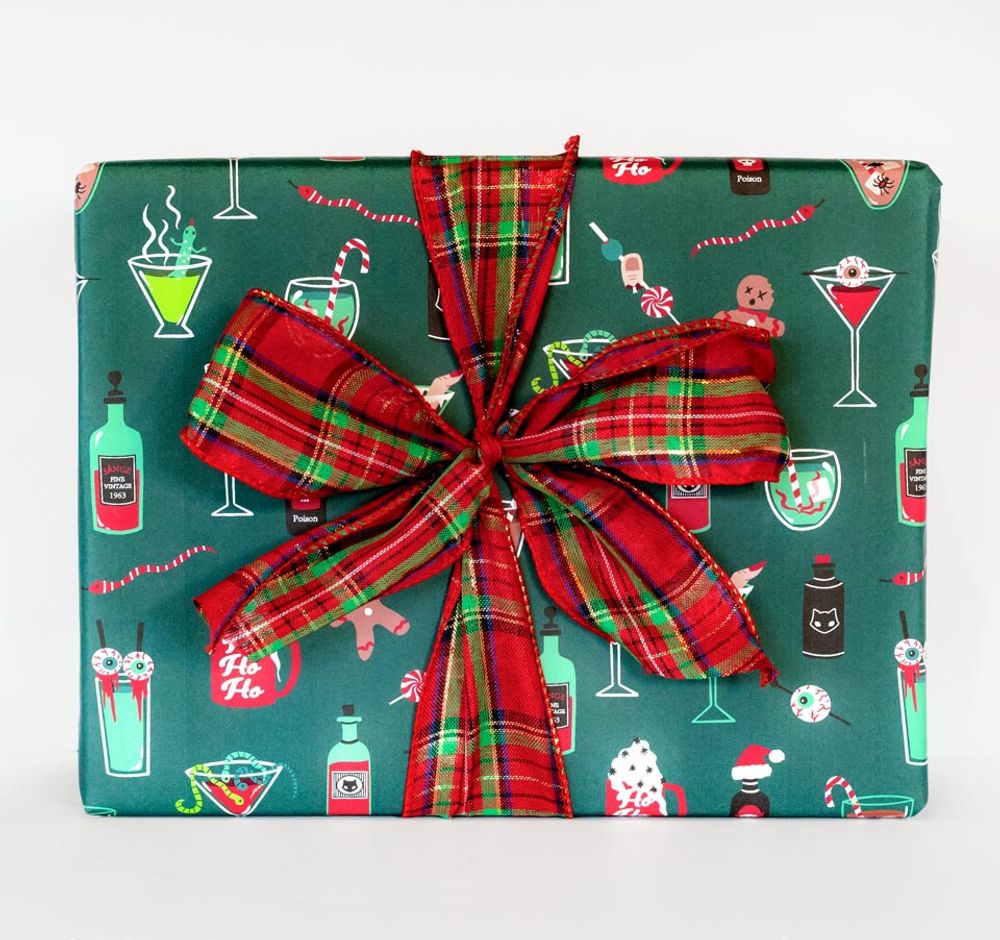 Spooky Cat Gothic Christmas gift wrap