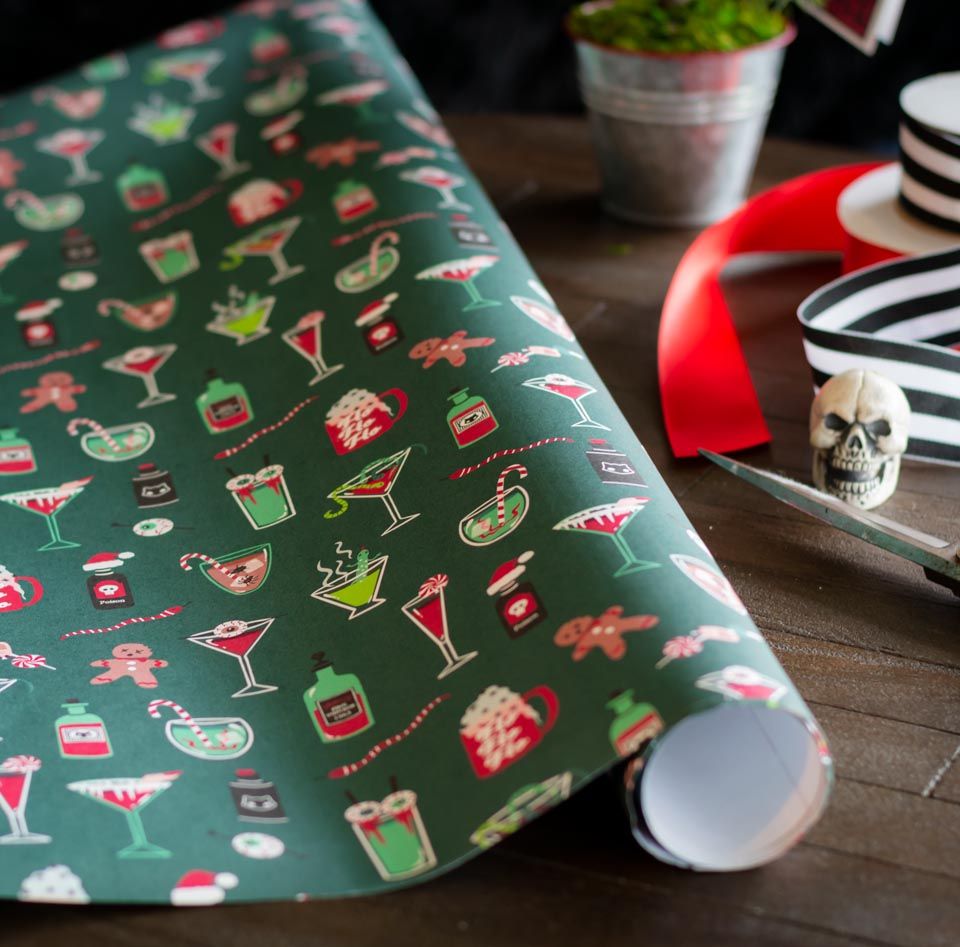 Spooky Cat Gothic Christmas gift wrap