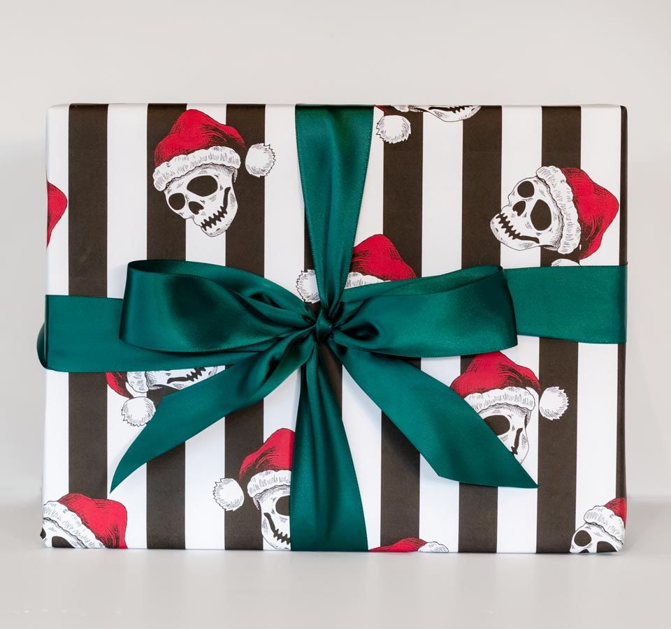 Gothic Santa Skull Skeleton Christmas Gift Wrap