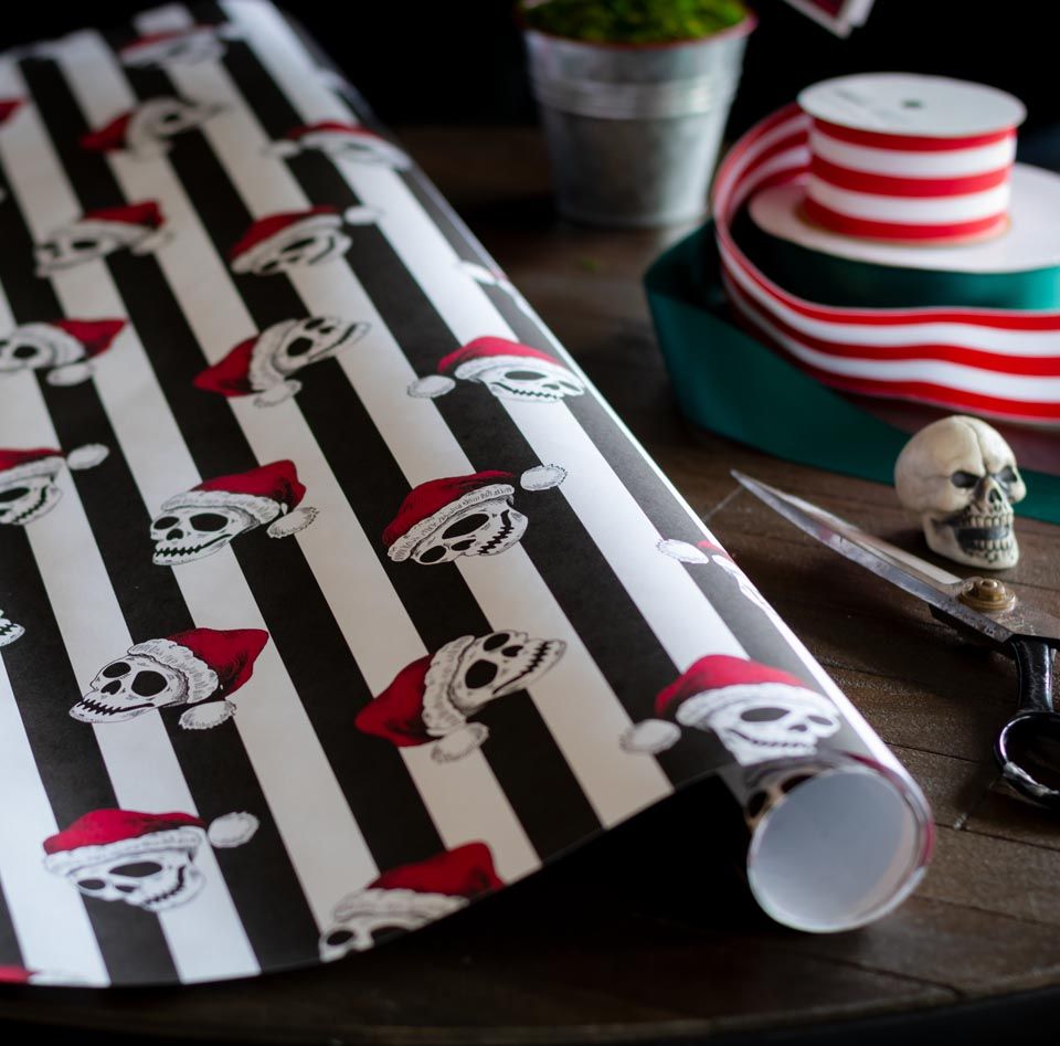 Gothic Santa Skull Skeleton Christmas Gift Wrap