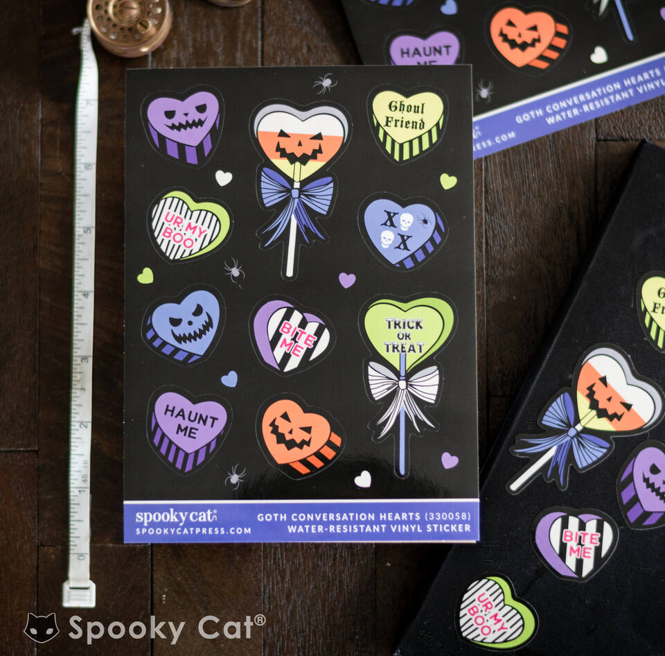 Valloween conversation heart sticker sheet