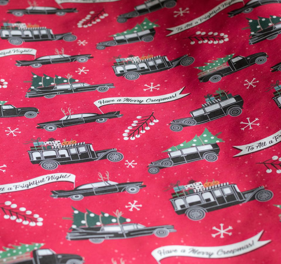Creepy Christmas Creepmas Gothic Hearse Gift Wrap 