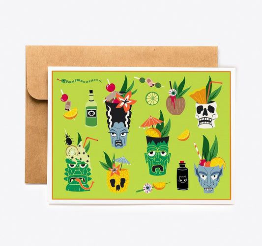 Tiki Mug Cocktail Art Greeting Card
