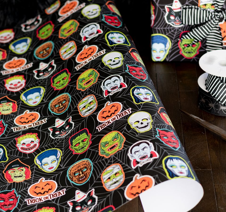 Classic Monster Mask Gift Wrap (1 Sheet)