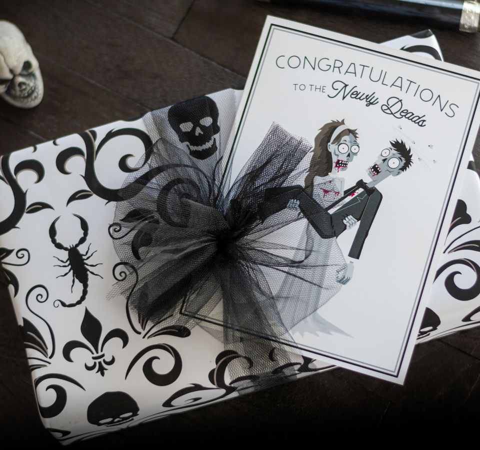 Spooky Cat Zombie Wedding Card - Newly Deads